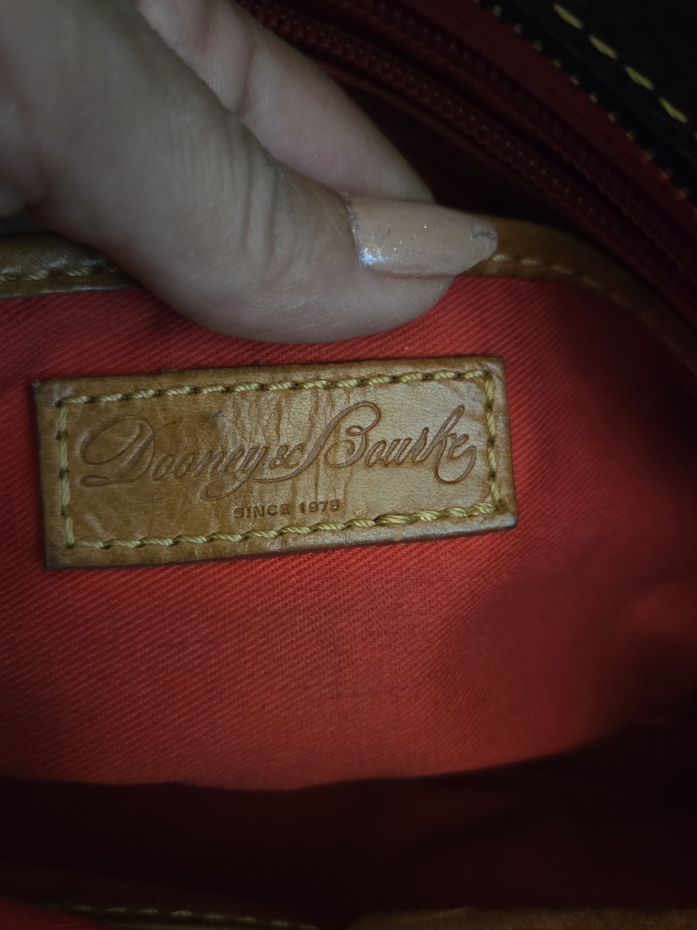 Dooney & Bourke Black Pebble Leather Satchel Crossbody British Tan Trim Tassels - Picture 13 of 17
